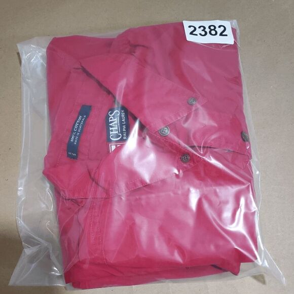 Chaps Ralph Lauren Shirt Mens Large Red Cotton Workwear Collared Button Down - Picture 7 of 7